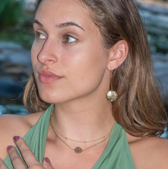 Aria Lattner Hammered Disc Silver Earrings - Picture 6 of 7